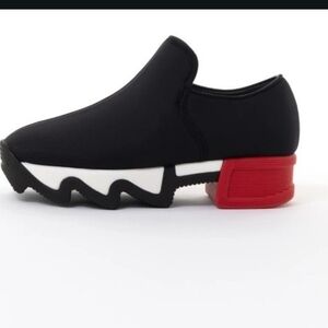 Made In Italy, Black Slip-On Sneakers / Shoes Low Top Neoprene- Retails For $215